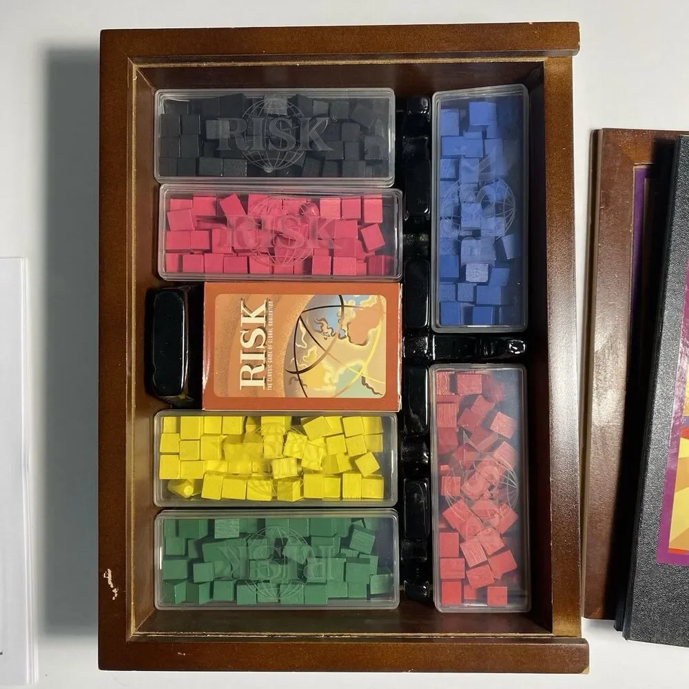 RISK Vintage Collection Wooden Box Bookshelf Edition Hasbro-Parker Bros OPEN BOX